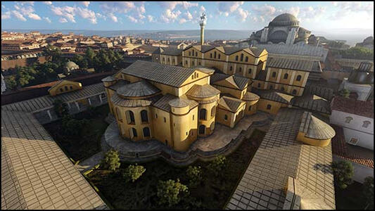 A 3D model of the Baths of Zeuxippos.